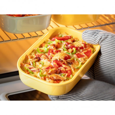 Κεραμικό δοχείο φαγητού Buydeem Bento CT3008-MY, 1 λίτρο, 230 °C, κατάλληλο για φούρνο και φούρνο μικροκυμάτων, Κίτρινο