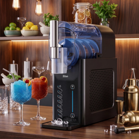 Μηχανή για παγωμένα επιδόρπια τύπου σορμπέ Zilan ZLN4819, 200 W, 2 λίτρα, 5 αυτόματα προγράμματα, Ρύθμιση της σύστασης, Αυτοκαθαρισμός, LED, Μαύρο