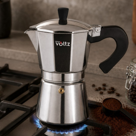 Κουβανέζικη καφετιέρα Oliver Voltz Florence OV51173J6, 6 φλιτζάνια, 300 ml, βαλβίδα ασφαλείας, ανοξείδωτο