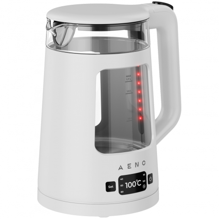 Ηλεκτρική κανάτα AENO EK6 AEK0006, 2200 W, 1,7 λ, 40-100 °C, STRIX, LED, διπλό τοίχωμα, φίλτρο, βάση 360°, λευκό