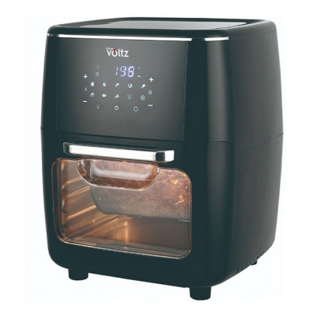 Φριτέζα-φούρνος θερμού αέρα Oliver Voltz OV51980AO, 1700 W, 13 λίτρα, 10 προγράμματα, 65-200 °C, Περιστρεφόμενα σούβλα και καλάθι, Οθόνη αφής, Λειτουργία ζύμωσης, Μαύρο