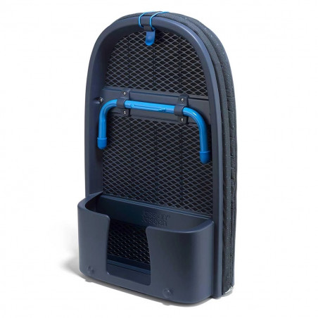 Πτυσσόμενη σιδερώστρα Joseph Joseph Pocket Max Plus 5000022, Κάλυμμα από 100% βαμβάκι, Αδιάβροχη επίστρωση, Γάντζος για κρέμασμα, Θήκη για το σίδερο, DripShield, Μπλε
