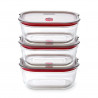 Σετ 3 τεμαχίων δοχείων τροφίμων Black+Blum Stack+Nest FBGR-BX-MPACK3, 0,9 λίτρα, ορθογώνια, κατάλληλα για φούρνο, χωρίς BPA, από ανοξείδωτο ατσάλι, γκρι/κόκκινο