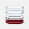 Σετ 3 τεμαχίων δοχείων τροφίμων Black+Blum Stack+Nest FBGR-BX-MPACK3, 0,9 λίτρα, ορθογώνια, κατάλληλα για φούρνο, χωρίς BPA, από ανοξείδωτο ατσάλι, γκρι/κόκκινο