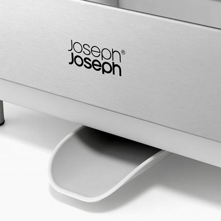 Στεγνωτήριο πιάτων Joseph Joseph Extend Steel Plus 6500041, Έως 16 τεμάχια, Επεκτάσιμο, Ράγες για ποτήρια, Αποστράγγιση, Αποσυναρμολογούμενο, Ανοξείδωτο ατσάλι, Λευκό