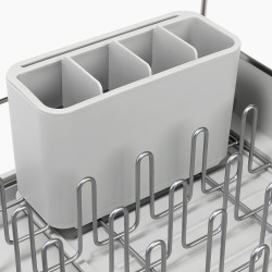 Στεγνωτήριο πιάτων Joseph Joseph Extend Steel Plus 6500041, Έως 16 τεμάχια, Επεκτάσιμο, Ράγες για ποτήρια, Αποστράγγιση, Αποσυναρμολογούμενο, Ανοξείδωτο ατσάλι, Λευκό