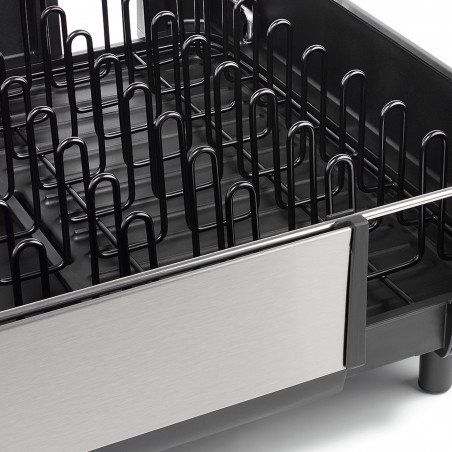Στεγνωτήριο πιάτων Joseph Joseph Extend Steel Plus 6500040, Έως 16 τεμάχια, Επεκτάσιμο, Ράγες για ποτήρια, Αποστράγγιση, Αποσυναρμολογούμενο, Ανοξείδωτο ατσάλι, Μαύρο