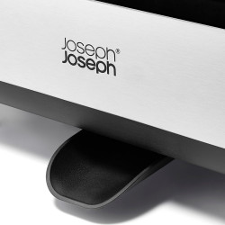 Στεγνωτήριο πιάτων Joseph Joseph Extend Steel Plus 6500040, Έως 16 τεμάχια, Επεκτάσιμο, Ράγες για ποτήρια, Αποστράγγιση, Αποσυναρμολογούμενο, Ανοξείδωτο ατσάλι, Μαύρο