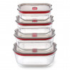 Σετ 4 τεμαχίων κουτιών τροφίμων Black+Blum Stack+Nest FBGR-BX-PACK4, 0,38/0,6/0,9/1,2 λ, Ορθογώνια, Κατάλληλα για φούρνο, Χωρίς BPA, Ανοξείδωτο ατσάλι, Γκρι/Κόκκινο