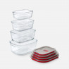 Σετ 4 τεμαχίων κουτιών τροφίμων Black+Blum Stack+Nest FBGR-BX-PACK4, 0,38/0,6/0,9/1,2 λ, Ορθογώνια, Κατάλληλα για φούρνο, Χωρίς BPA, Ανοξείδωτο ατσάλι, Γκρι/Κόκκινο