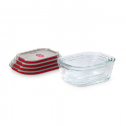 Σετ 4 τεμαχίων κουτιών τροφίμων Black+Blum Stack+Nest FBGR-BX-PACK4, 0,38/0,6/0,9/1,2 λ, Ορθογώνια, Κατάλληλα για φούρνο, Χωρίς BPA, Ανοξείδωτο ατσάλι, Γκρι/Κόκκινο