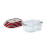 Σετ 4 τεμαχίων κουτιών τροφίμων Black+Blum Stack+Nest FBGR-BX-PACK4, 0,38/0,6/0,9/1,2 λ, Ορθογώνια, Κατάλληλα για φούρνο, Χωρίς BPA, Ανοξείδωτο ατσάλι, Γκρι/Κόκκινο