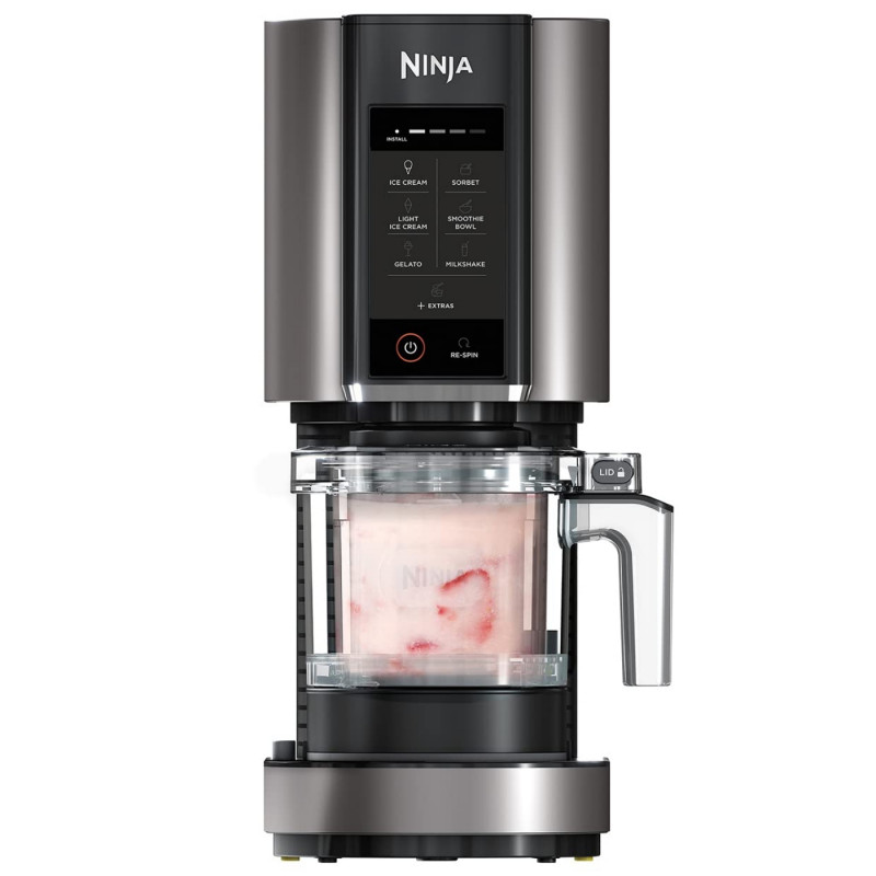 Μηχανή παγωτού 7 σε 1 Ninja CREAMi NC302EU, 800 W, 2 × 493 ml, Creamify, Re-Spin, Προσθήκη κομματιών, Πρόγραμμα γυμναστικής/κετο, Προσαρμογή, Μαύρο/γκρι