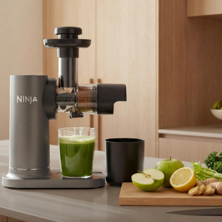 Αποχυμωτής 3 σε 1 Ninja NeverClog JC152EU, 150 W, 700 ml, Ψυχρή έκθλιψη, Κοπή, Τρίψιμο, Φίλτρα για πολτό, Γκρι