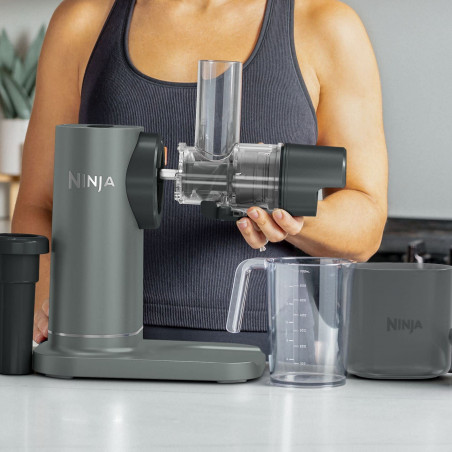 Αποχυμωτής 3 σε 1 Ninja NeverClog JC152EU, 150 W, 700 ml, Ψυχρή έκθλιψη, Κοπή, Τρίψιμο, Φίλτρα για πολτό, Γκρι