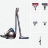 Σκούπα χωρίς σακούλα Dyson Cinetic BigBall Absolute 2 447250-01, 700 W, 150 AW, 0,8 λ, 35 κυκλώνες, Αυτόματη επαναφορά σε περίπτωση ανατροπής, 5 εξαρτήματα, Νικέλιο/μπλε