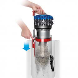 Σκούπα χωρίς σακούλα Dyson Cinetic BigBall Absolute 2 447250-01, 700 W, 150 AW, 0,8 λ, 35 κυκλώνες, Αυτόματη επαναφορά σε περίπτωση ανατροπής, 5 εξαρτήματα, Νικέλιο/μπλε