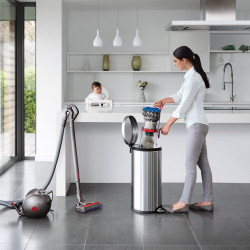 Σκούπα χωρίς σακούλα Dyson Cinetic BigBall Absolute 2 447250-01, 700 W, 150 AW, 0,8 λ, 35 κυκλώνες, Αυτόματη επαναφορά σε περίπτωση ανατροπής, 5 εξαρτήματα, Νικέλιο/μπλε