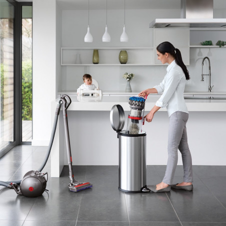 Σκούπα χωρίς σακούλα Dyson Cinetic BigBall Absolute 2 447250-01, 700 W, 150 AW, 0,8 λ, 35 κυκλώνες, Αυτόματη επαναφορά σε περίπτωση ανατροπής, 5 εξαρτήματα, Νικέλιο/μπλε