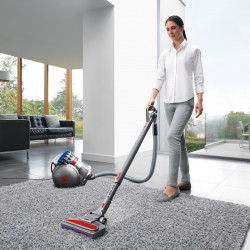 Σκούπα χωρίς σακούλα Dyson Cinetic BigBall Absolute 2 447250-01, 700 W, 150 AW, 0,8 λ, 35 κυκλώνες, Αυτόματη επαναφορά σε περίπτωση ανατροπής, 5 εξαρτήματα, Νικέλιο/μπλε