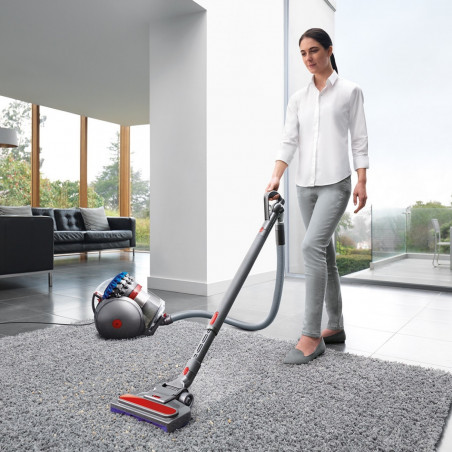 Σκούπα χωρίς σακούλα Dyson Cinetic BigBall Absolute 2 447250-01, 700 W, 150 AW, 0,8 λ, 35 κυκλώνες, Αυτόματη επαναφορά σε περίπτωση ανατροπής, 5 εξαρτήματα, Νικέλιο/μπλε