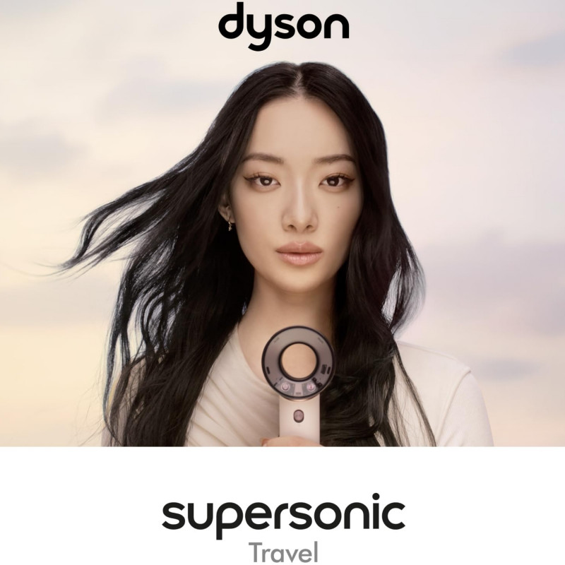 Στεγνωτήρας μαλλιών Dyson HD19 Travel™ 492457-01, 1220 W, 11,6 l/s, 2 ταχύτητες, 3 ρυθμίσεις θερμοκρασίας, Air Multiplier, Έξυπνος έλεγχος θερμοκρασίας, Κεραμικό ροζ/ροζ χρυσό