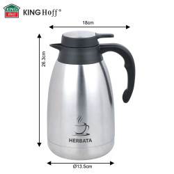 Θερμοκάνι για τσάι Kinghoff KH 2095, 2 λίτρα, Διπλά τοιχώματα, Σώμα από ανοξείδωτο χάλυβα, Ανοξείδωτο/μαύρο