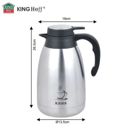 Θερμοδοχείο καφέ Kinghoff KH 2094 για συνεδριάσεις, 2 λίτρα, Διπλά τοιχώματα, Σώμα από ανοξείδωτο χάλυβα, Ανοξείδωτο/μαύρο