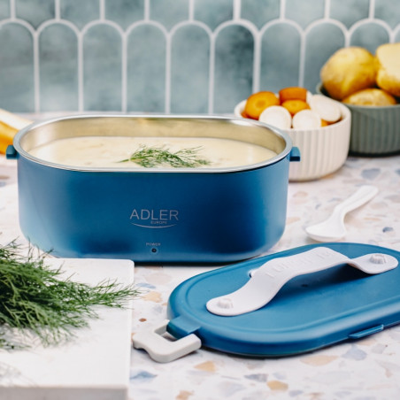 Ηλεκτρικό δοχείο φαγητού Adler AD 4522, 45 W, 0,8 λ, έως 70 °C, δοχείο από ανοξείδωτο ατσάλι, θερμοθήκη, μπλε