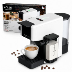 Μηχανή εσπρέσο Adler AD 4391, 1400 W, 20 bar, 0,8 λίτρα, 8 εξαρτήματα, λειτουργία αφρού, λευκό/μαύρο