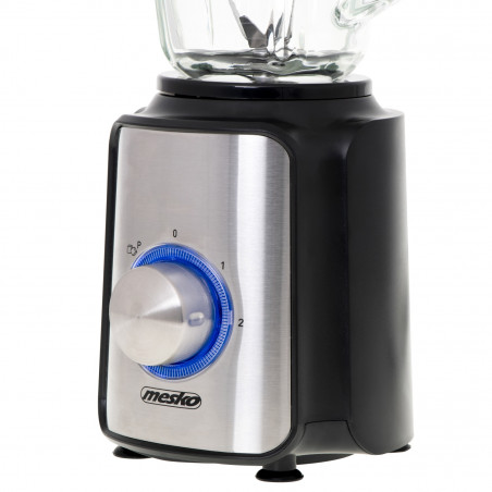 Μπλέντερ Mesko MS 4080, 1200 W, 1,5 λίτρα, 21.000 στροφές/λεπτό, 6 μαχαίρια, 2 ταχύτητες + λειτουργία παλμού, καπάκι με οπή, ανοξείδωτο/μαύρο