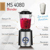 Μπλέντερ Mesko MS 4080, 1200 W, 1,5 λίτρα, 21.000 στροφές/λεπτό, 6 μαχαίρια, 2 ταχύτητες + λειτουργία παλμού, καπάκι με οπή, ανοξείδωτο/μαύρο