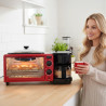 Συνδυαστική συσκευή πρωινού 3 σε 1 NostroLux NL51441G, 1050 W, 9 λίτρα, Γκριλ, Παρασκευή καφέ, Χρονοδιακόπτης, Κυκλοφορία αέρα, Κόκκινο/μαύρο
