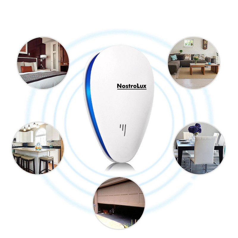Συσκευή προστασίας από παράσιτα NostroLux NL51771A, 5 W, έως 75 m², υπερήχοι, ασφαλής για τα παιδιά, λευκό