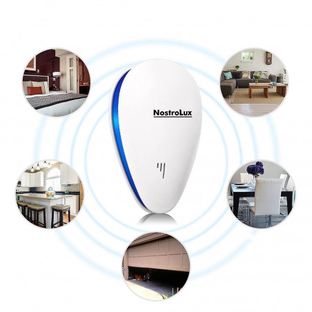 Συσκευή προστασίας από παράσιτα NostroLux NL51771A, 5 W, έως 75 m², υπερήχοι, ασφαλής για τα παιδιά, λευκό