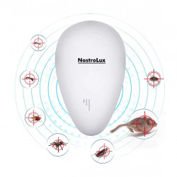 Συσκευή προστασίας από παράσιτα NostroLux NL51771A, 5 W, έως 75 m², υπερήχοι, ασφαλής για τα παιδιά, λευκό
