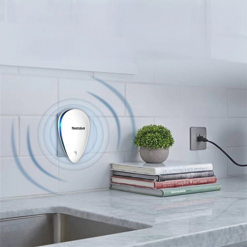 Συσκευή προστασίας από παράσιτα NostroLux NL51771A, 5 W, έως 75 m², υπερήχοι, ασφαλής για τα παιδιά, λευκό