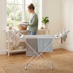 Ηλεκτρικό στεγνωτήριο ρούχων NostroLux NL1975A, 260 W, 45-70 °C, χρονοδιακόπτης, οθόνη, λευκό