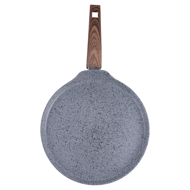 Τηγάνι για κρέπες Galileo Carrara SChef 2191315, 28 εκ., 5 στρώσεις, κεραμική επίστρωση, χωρίς PFAS και PTFE, κατάλληλο για επαγωγικές εστίες, ανοιχτό γκρι/καφέ