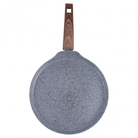 Τηγάνι για κρέπες Galileo Carrara SChef 2191315, 28 εκ., 5 στρώσεις, κεραμική επίστρωση, χωρίς PFAS και PTFE, κατάλληλο για επαγωγικές εστίες, ανοιχτό γκρι/καφέ