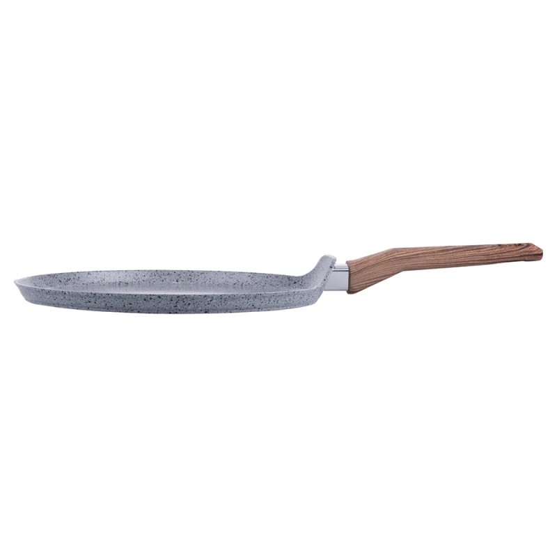 Τηγάνι για κρέπες Galileo Carrara SChef 2191315, 28 εκ., 5 στρώσεις, κεραμική επίστρωση, χωρίς PFAS και PTFE, κατάλληλο για επαγωγικές εστίες, ανοιχτό γκρι/καφέ
