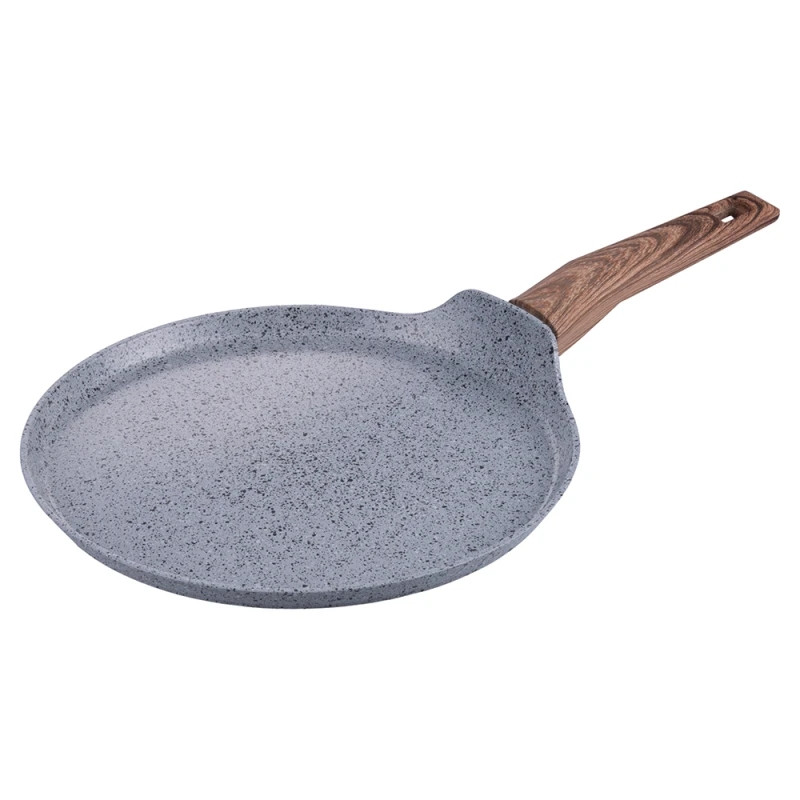 Τηγάνι για κρέπες Galileo Carrara SChef 2191315, 28 εκ., 5 στρώσεις, κεραμική επίστρωση, χωρίς PFAS και PTFE, κατάλληλο για επαγωγικές εστίες, ανοιχτό γκρι/καφέ