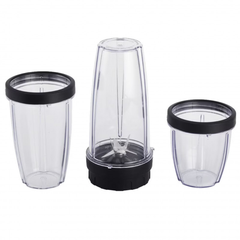 Μπλέντερ Crown CTB-1000, 300 W, 4 λεπίδες, 3 δοχεία με καπάκια – 300/480/540 ml, λειτουργία Pulse, μαύρο