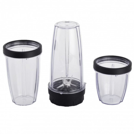 Μπλέντερ Crown CTB-1000, 300 W, 4 λεπίδες, 3 δοχεία με καπάκια – 300/480/540 ml, λειτουργία Pulse, μαύρο
