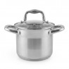 Βαθιά κατσαρόλα Oliver Voltz OV51211E16, 2 λ, Ø16x13 εκ., Γυάλινο καπάκι, Ανοξείδωτο ατσάλι, Για επαγωγικές εστίες, Ασημί