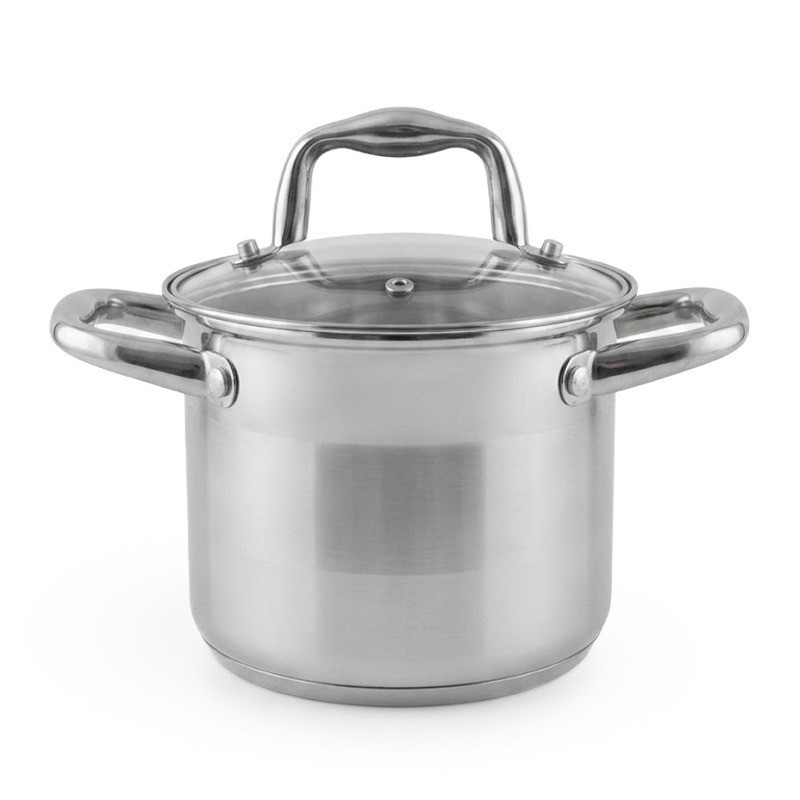 Βαθιά κατσαρόλα Oliver Voltz OV51211E20, 4 λίτρα, Ø20x15 εκ., γυάλινο καπάκι, ανοξείδωτο ατσάλι, κατάλληλη για επαγωγικές εστίες, ασημί