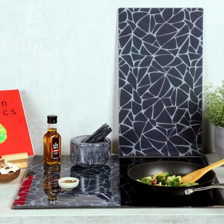 Σετ 2 τεμαχίων προστατευτικών για πάγκο Kesper 37535, 50×28,5 εκ., Γυαλί, Μαύρο/μοζαϊκό