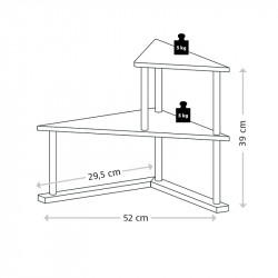 Γωνιακή ραφιέρα Kesper 58808, 52 × 29,5 εκ., 2 επίπεδα, Μέταλλο, Μπαμπού, Καφέ/Μαύρο