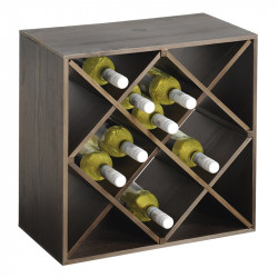 Ράφι αποθήκευσης κρασιού Kesper 69244, 50x50x25 εκ., 12 διαμερίσματα, Χωρητικότητα έως 20 φιάλες, Πεύκο, Καφέ