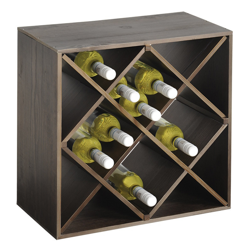 Ράφι αποθήκευσης κρασιού Kesper 69244, 50x50x25 εκ., 12 διαμερίσματα, Χωρητικότητα έως 20 φιάλες, Πεύκο, Καφέ